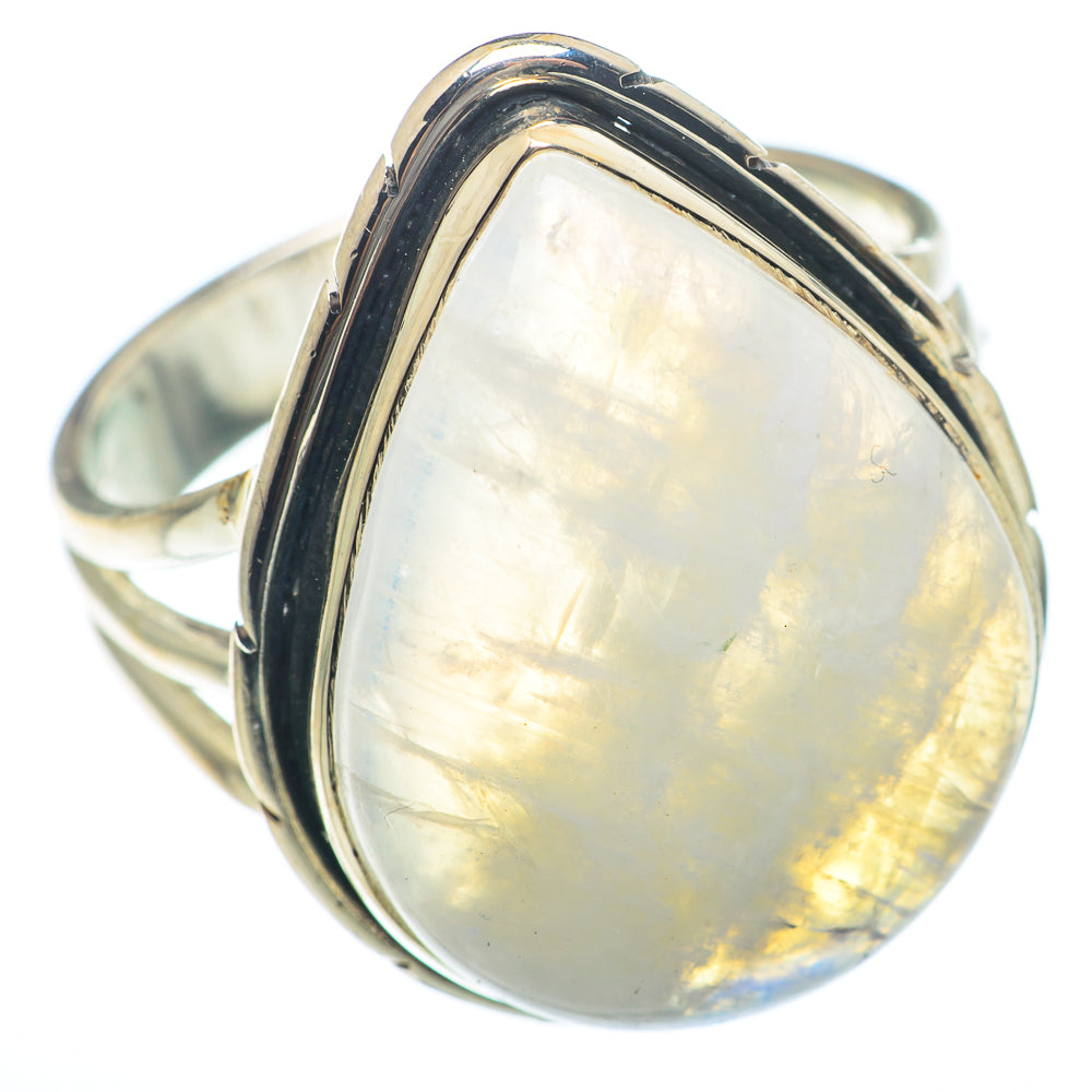 Rainbow Moonstone Rings handcrafted by Anasilvercos - RING74051