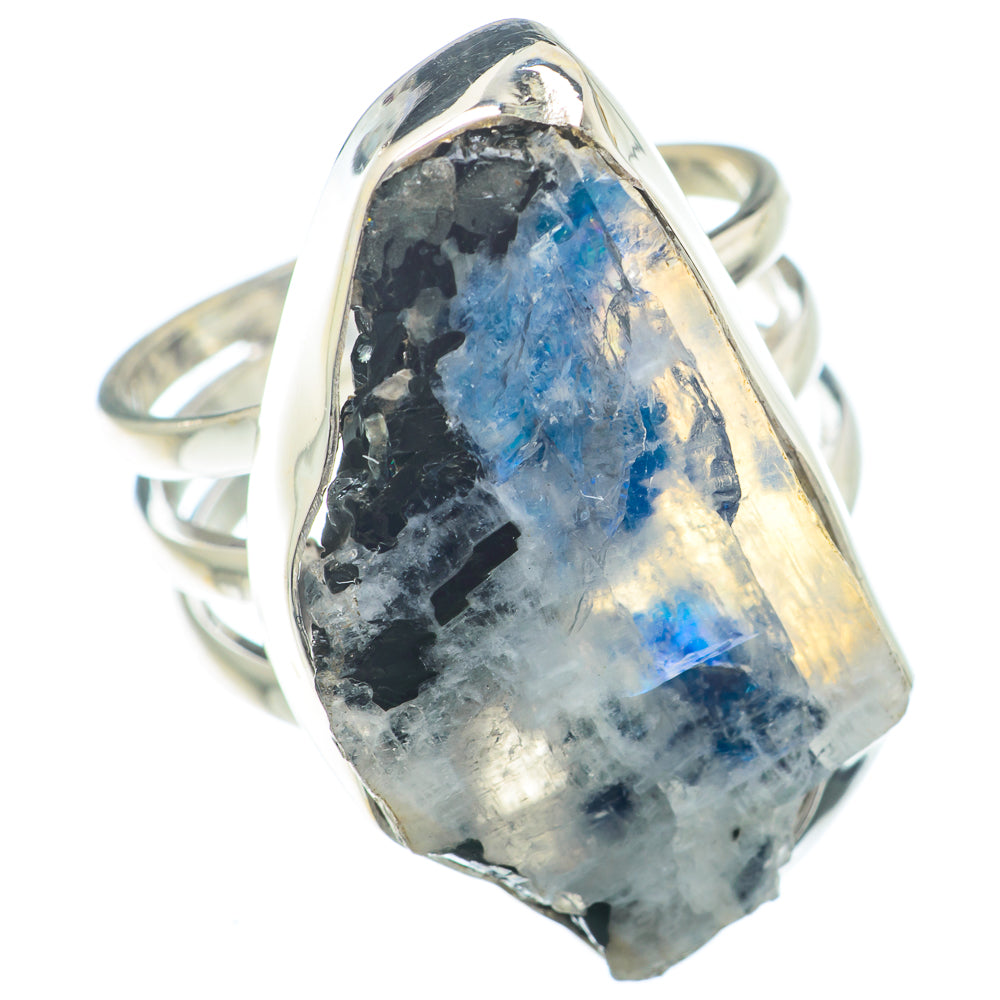 Rainbow Moonstone Rings handcrafted by Anasilvercos - RING74093