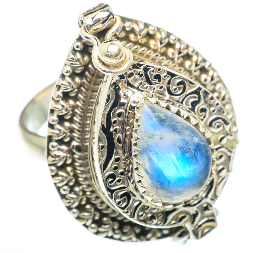 Rainbow Moonstone Rings handcrafted by Anasilvercos - RING74094