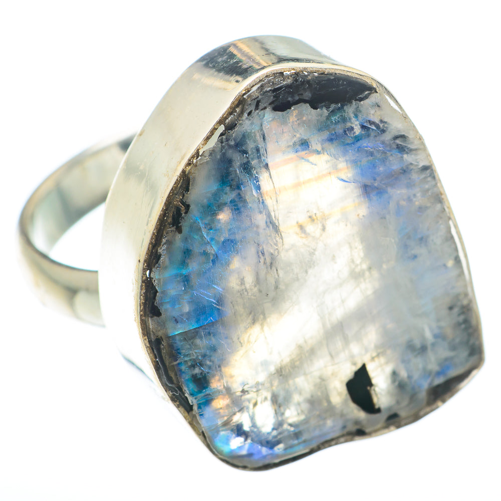 Rainbow Moonstone Rings handcrafted by Anasilvercos - RING74095