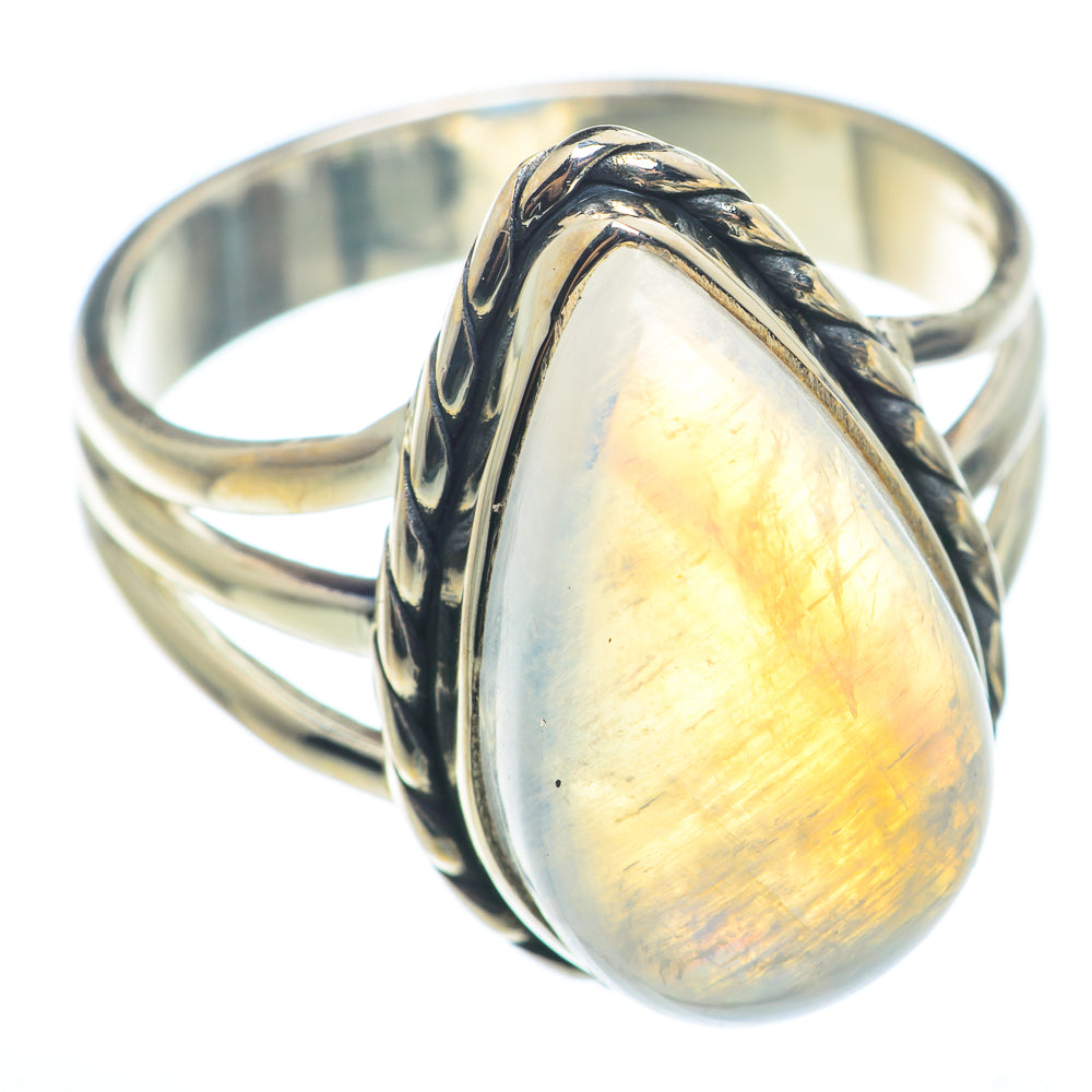 Rainbow Moonstone Rings handcrafted by Anasilvercos - RING74131