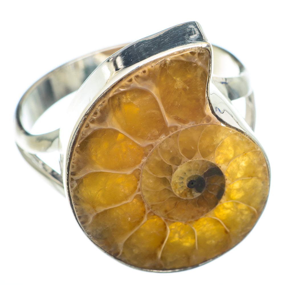 Ammonite Fossil Rings handcrafted by Anasilvercos - RING74156