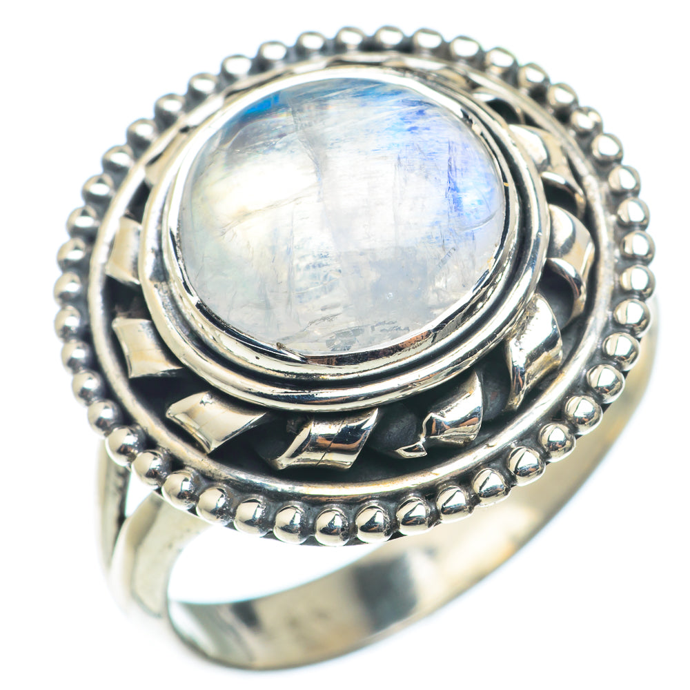 Rainbow Moonstone Rings handcrafted by Anasilvercos - RING74172