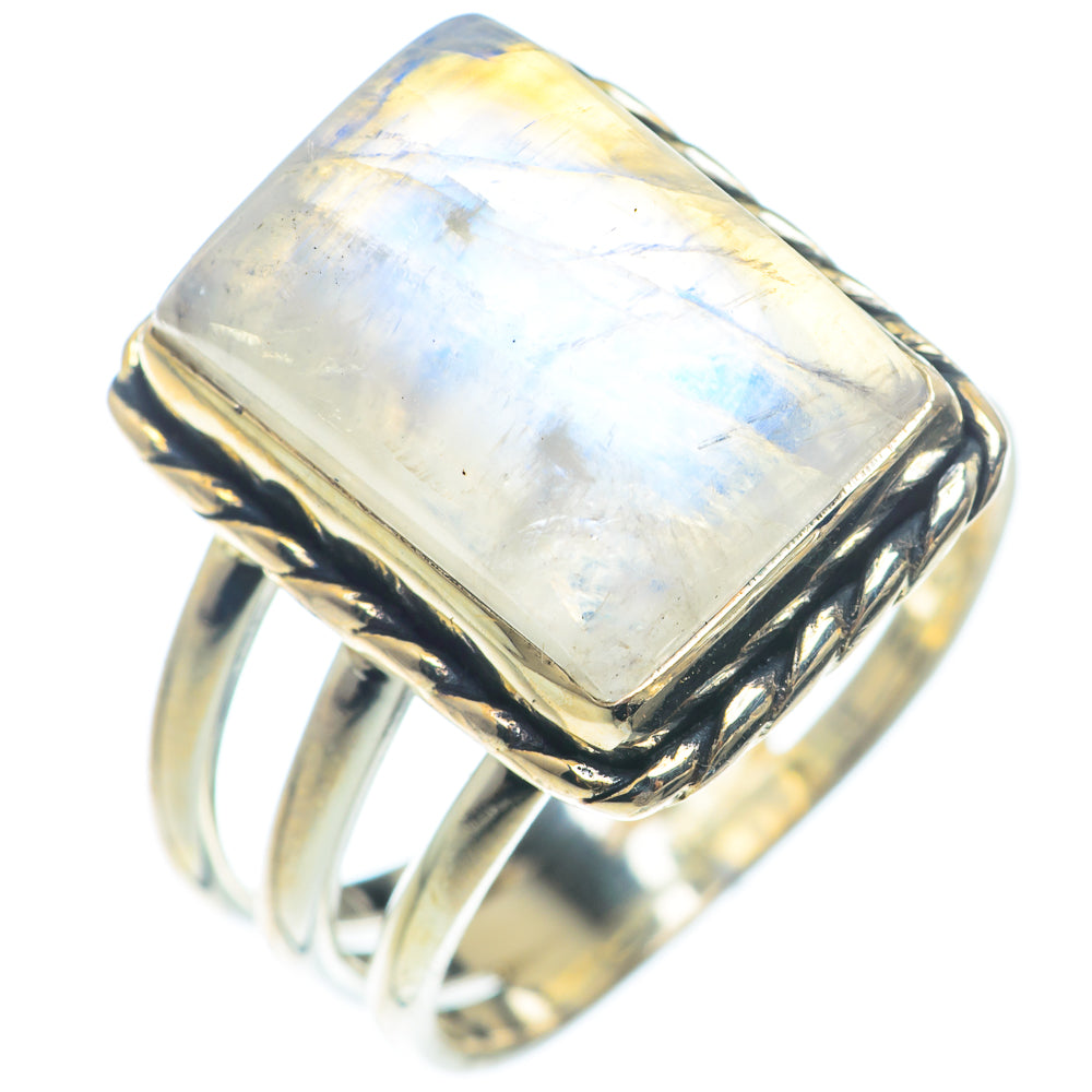 Rainbow Moonstone Rings handcrafted by Anasilvercos - RING74174