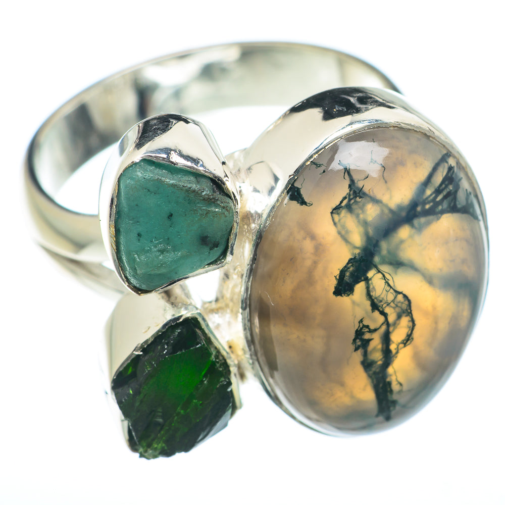 Green Moss Agate Rings handcrafted by Anasilvercos - RING74233
