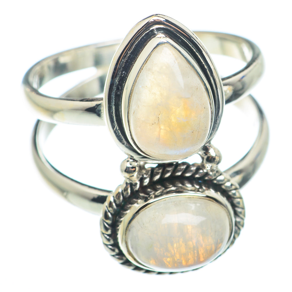 Rainbow Moonstone Rings handcrafted by Anasilvercos - RING74252