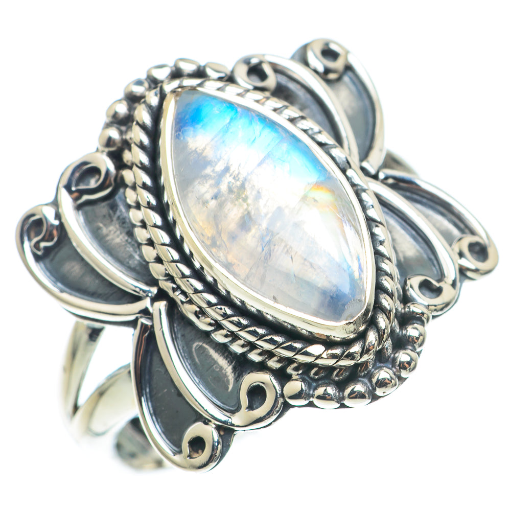 Rainbow Moonstone Rings handcrafted by Anasilvercos - RING74253