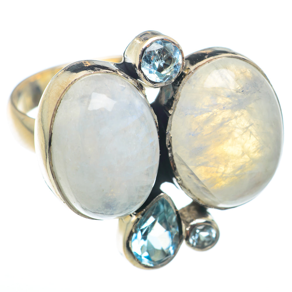 Rainbow Moonstone Rings handcrafted by Anasilvercos - RING74290