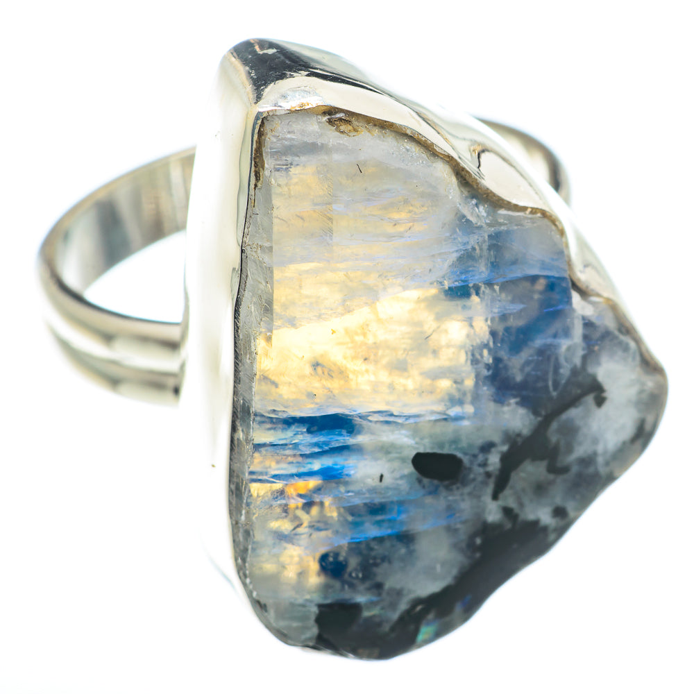 Rainbow Moonstone Rings handcrafted by Anasilvercos - RING74357