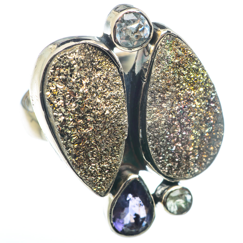Spectro Pyrite Druzy Rings handcrafted by Anasilvercos - RING74389