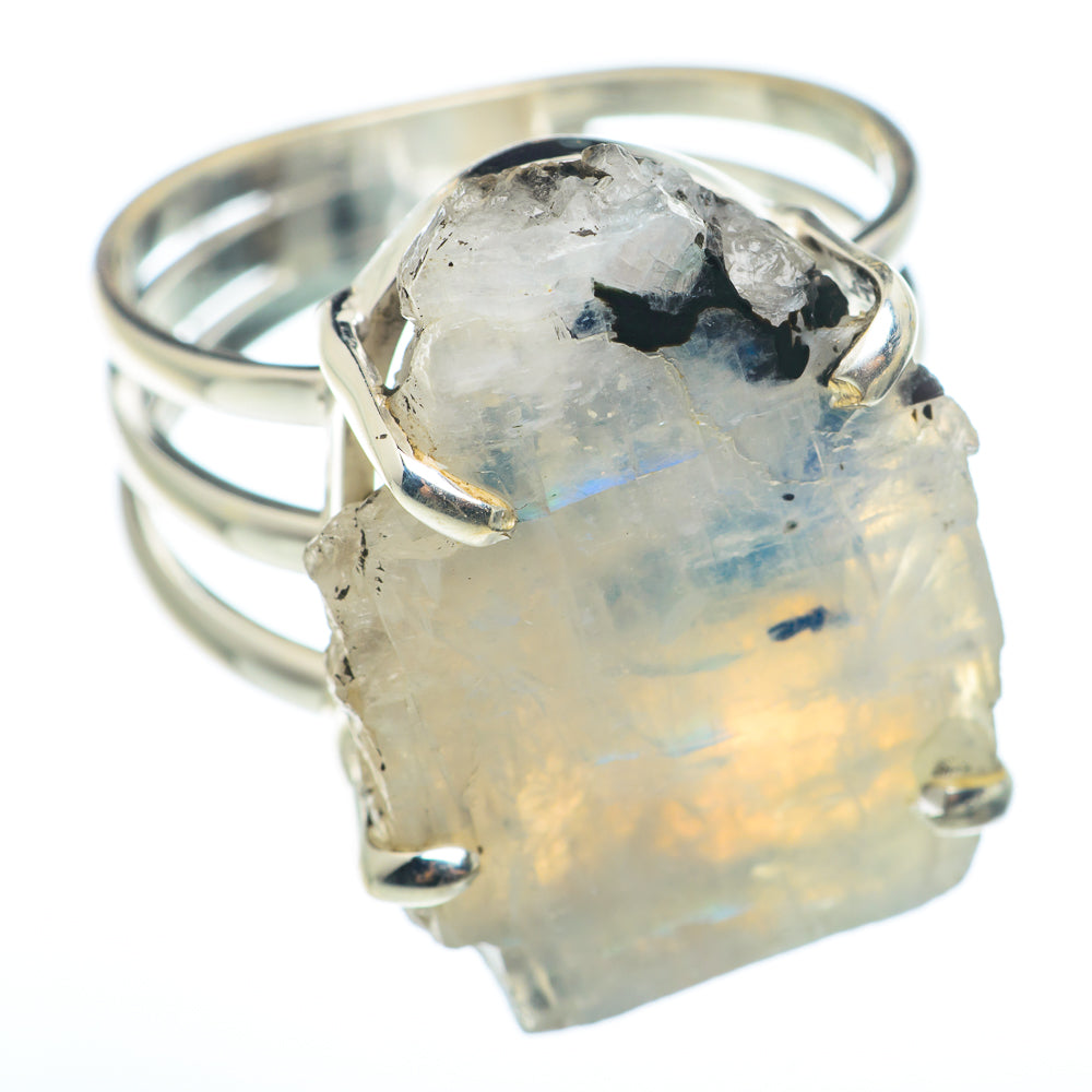 Rainbow Moonstone Rings handcrafted by Anasilvercos - RING74396