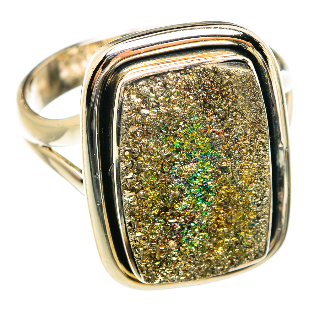 Spectro Pyrite Druzy Rings handcrafted by Anasilvercos - RING74469