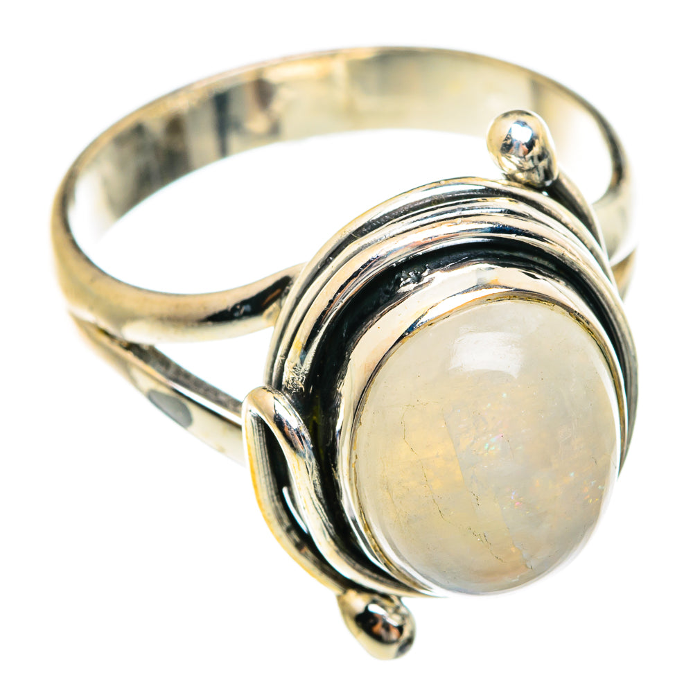 Rainbow Moonstone Rings handcrafted by Anasilvercos - RING74477