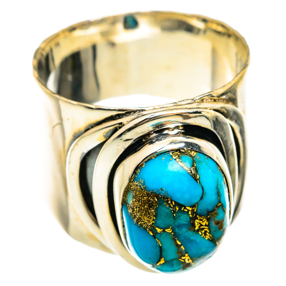 Blue Copper Composite Turquoise Rings handcrafted by Anasilvercos - RING74535