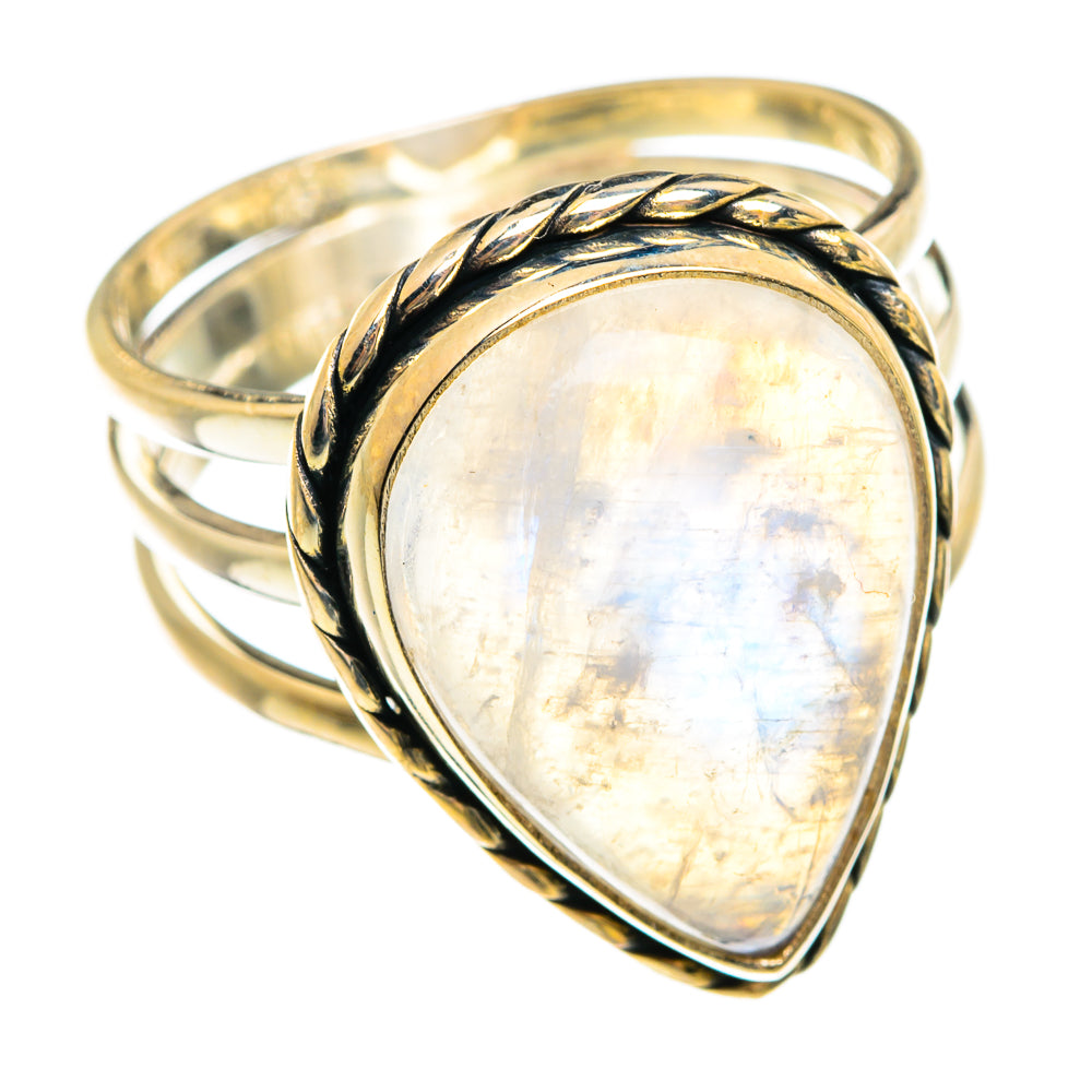 Rainbow Moonstone Rings handcrafted by Anasilvercos - RING74560