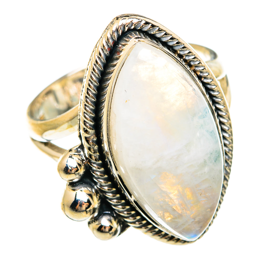Rainbow Moonstone Rings handcrafted by Anasilvercos - RING74636