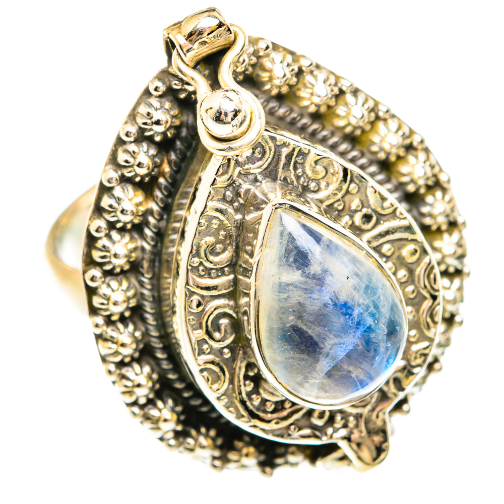 Rainbow Moonstone Rings handcrafted by Anasilvercos - RING74669