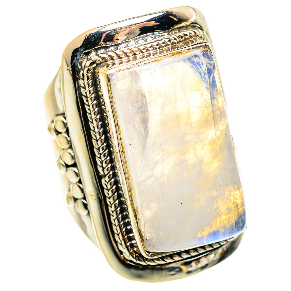 Rainbow Moonstone Rings handcrafted by Anasilvercos - RING74671
