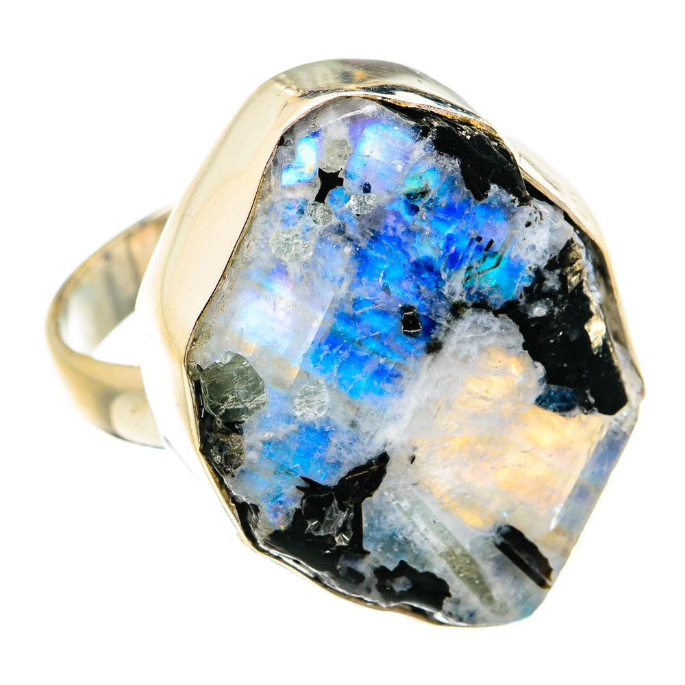 Rainbow Moonstone Rings handcrafted by Anasilvercos - RING74672