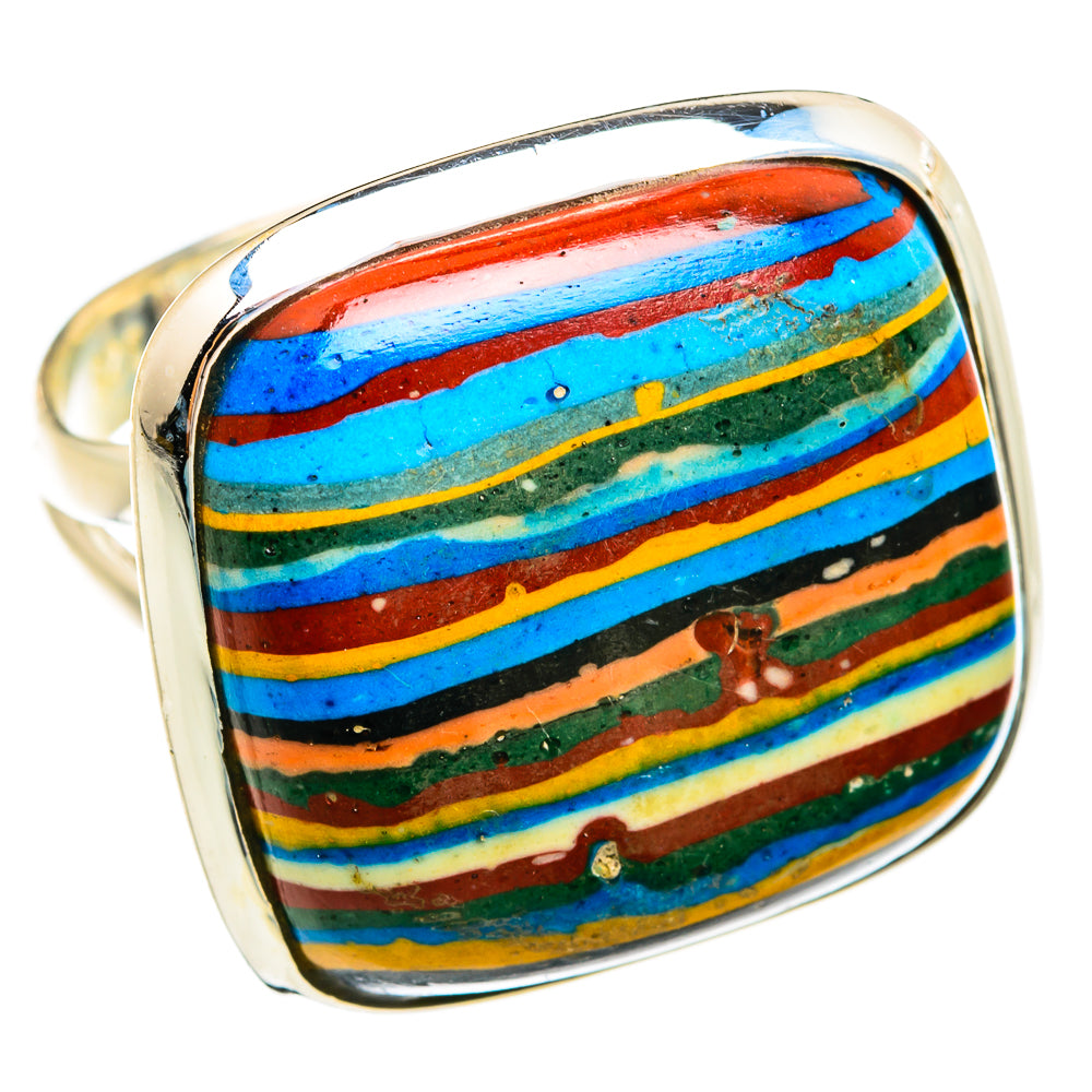 Rainbow Calsilica Rings handcrafted by Anasilvercos - RING74676