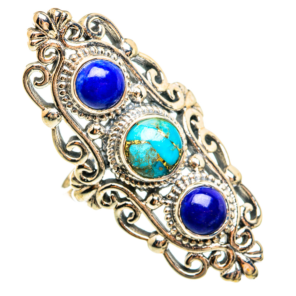 Blue Copper Composite Turquoise Rings handcrafted by Anasilvercos - RING74684