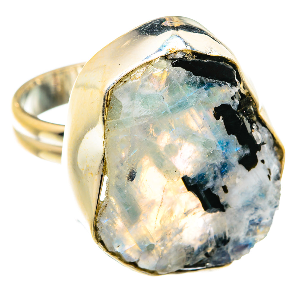 Rainbow Moonstone Rings handcrafted by Anasilvercos - RING74710
