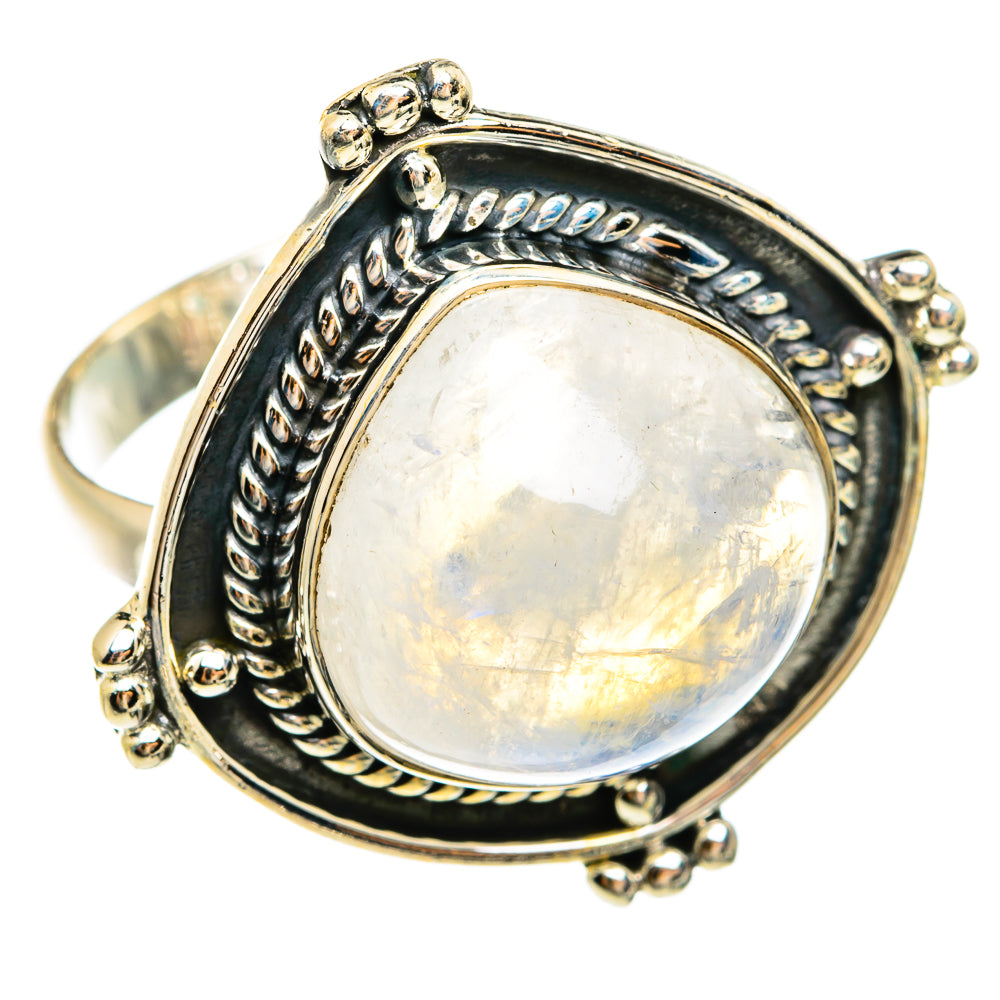 Rainbow Moonstone Rings handcrafted by Anasilvercos - RING74711
