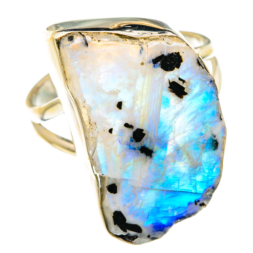 Rainbow Moonstone Rings handcrafted by Anasilvercos - RING74712