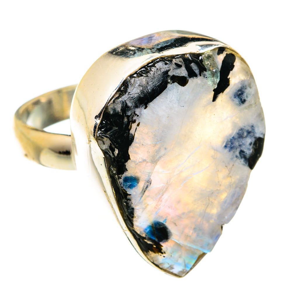 Rainbow Moonstone Rings handcrafted by Anasilvercos - RING74846