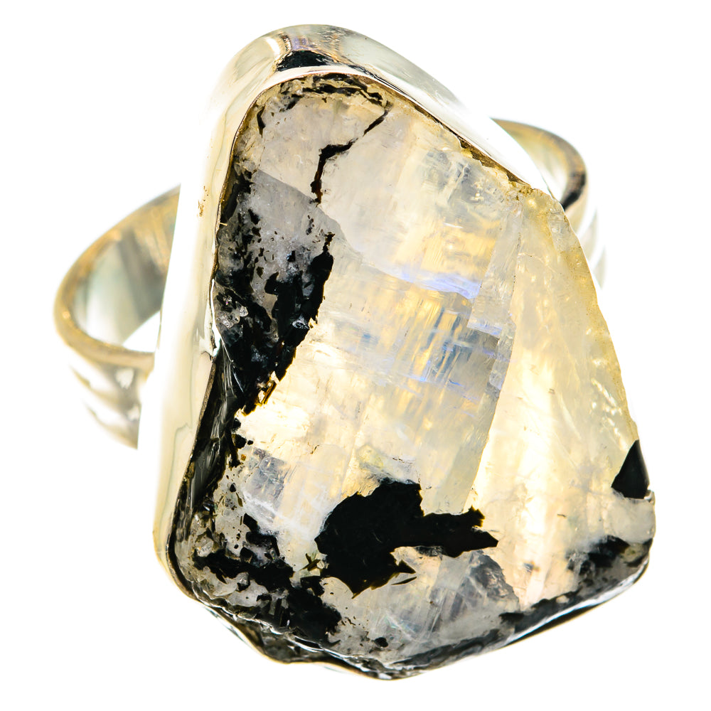 Rainbow Moonstone Rings handcrafted by Anasilvercos - RING74865
