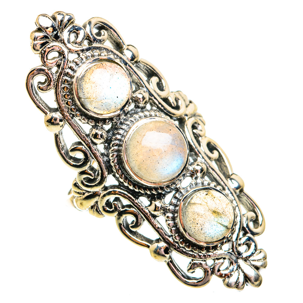 Rainbow Moonstone Rings handcrafted by Anasilvercos - RING74869