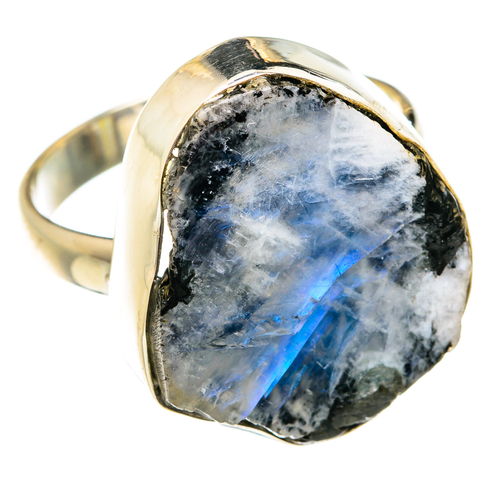 Rainbow Moonstone Rings handcrafted by Anasilvercos - RING74905