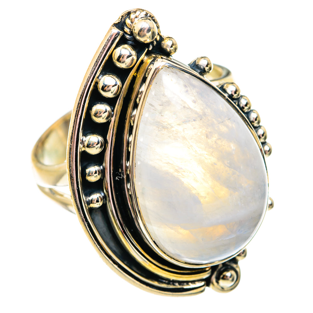 Rainbow Moonstone Rings handcrafted by Anasilvercos - RING74907