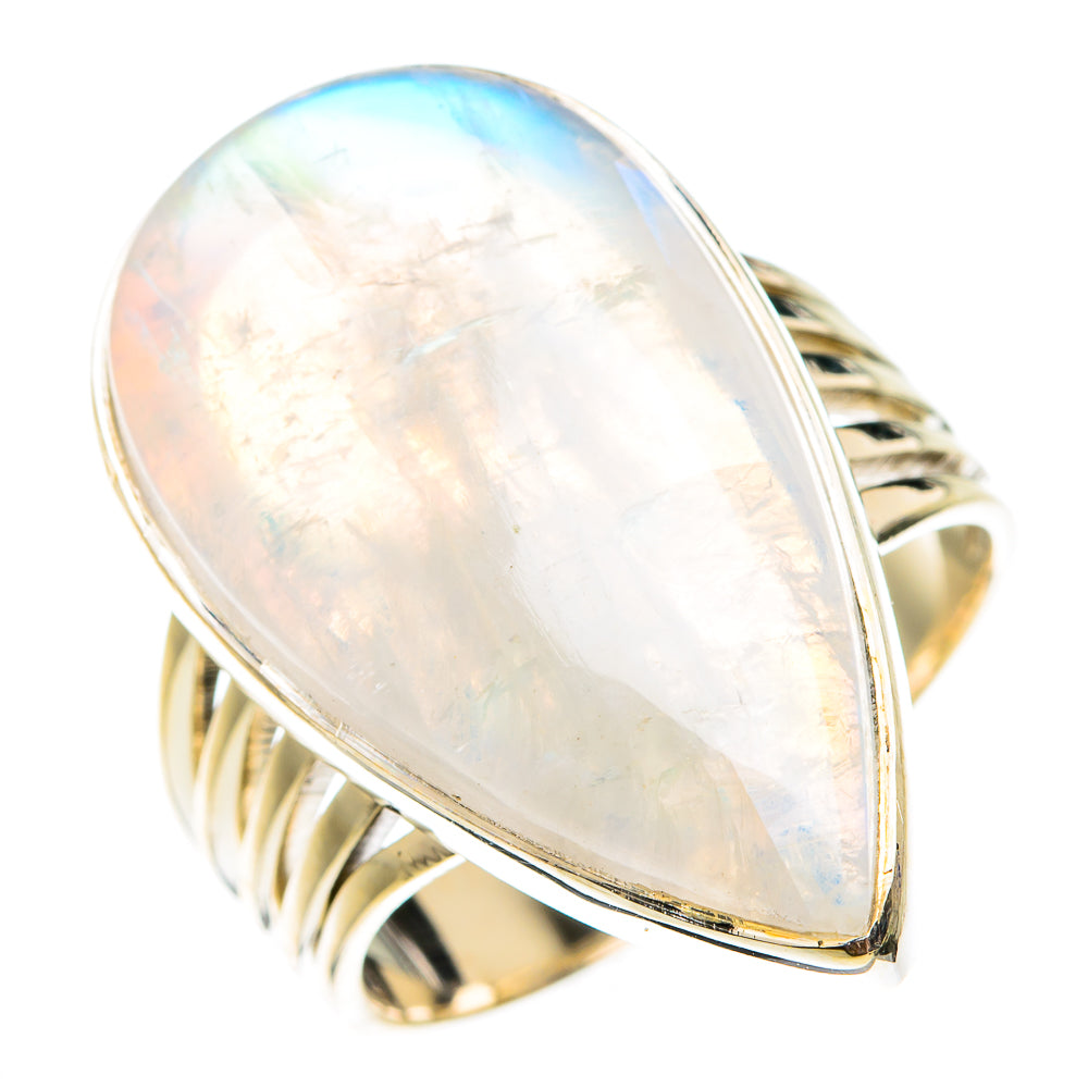 Rainbow Moonstone Rings handcrafted by Anasilvercos - RING74937