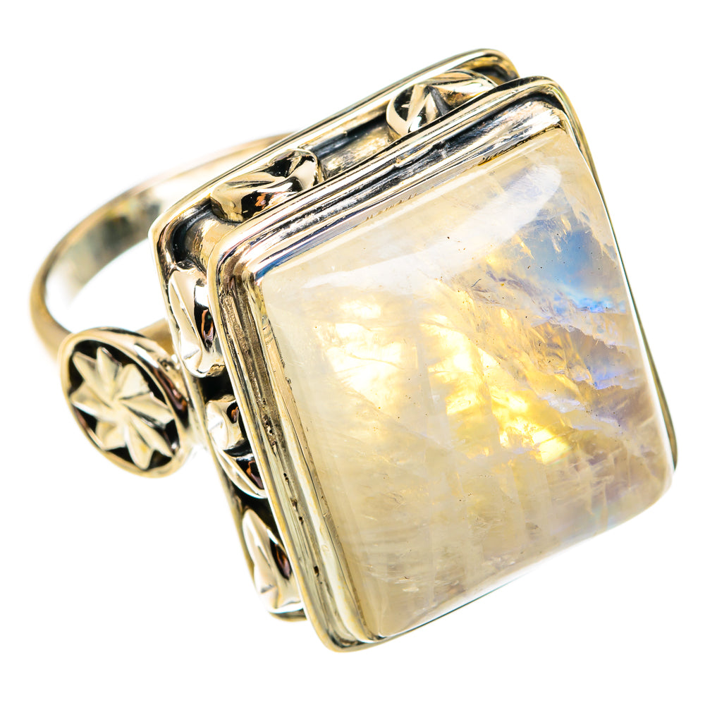 Rainbow Moonstone Rings handcrafted by Anasilvercos - RING74938