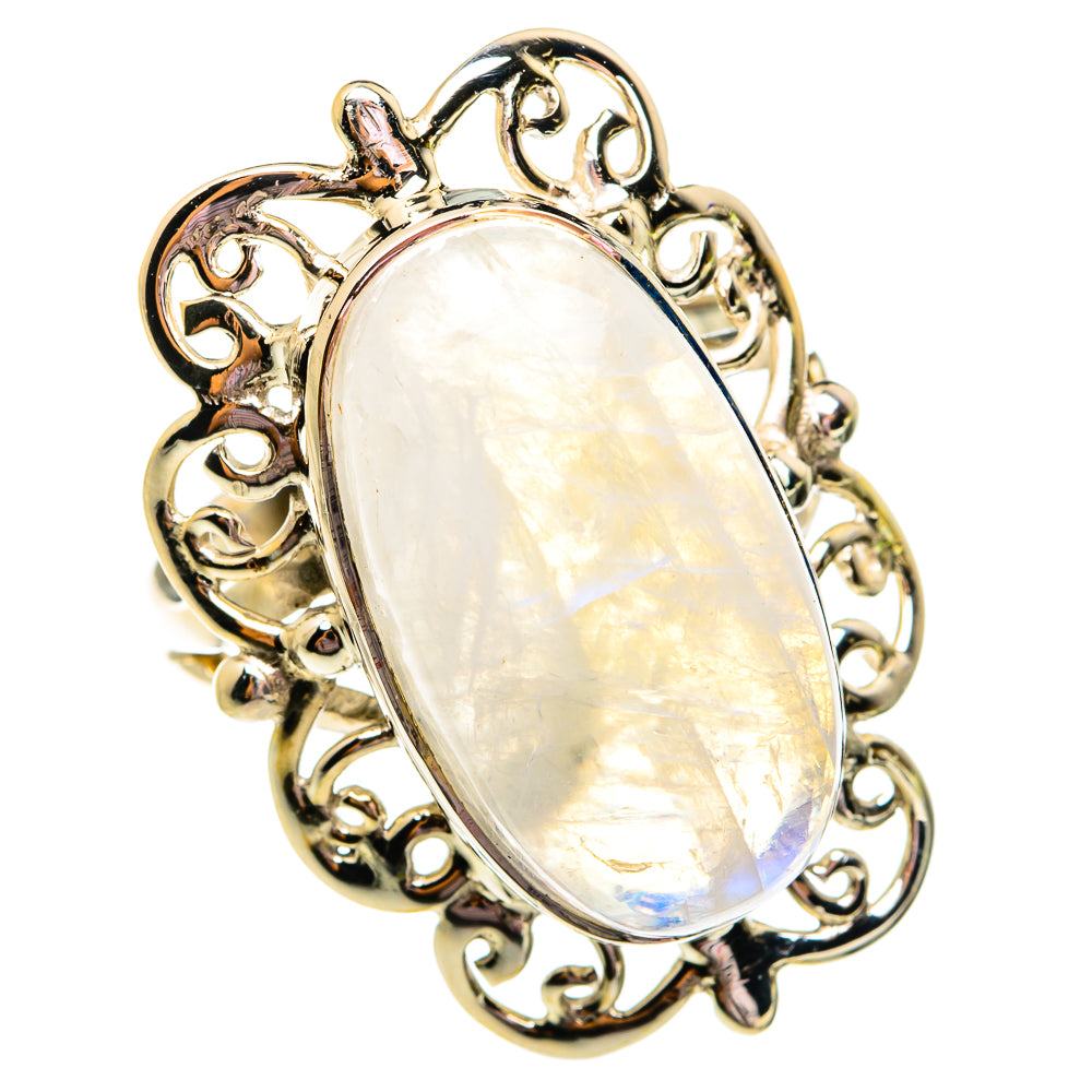 Rainbow Moonstone Rings handcrafted by Anasilvercos - RING74972