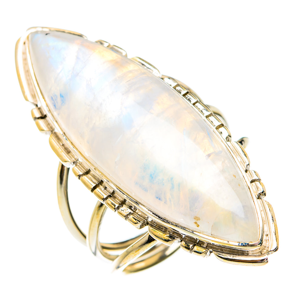 Rainbow Moonstone Rings handcrafted by Anasilvercos - RING74973