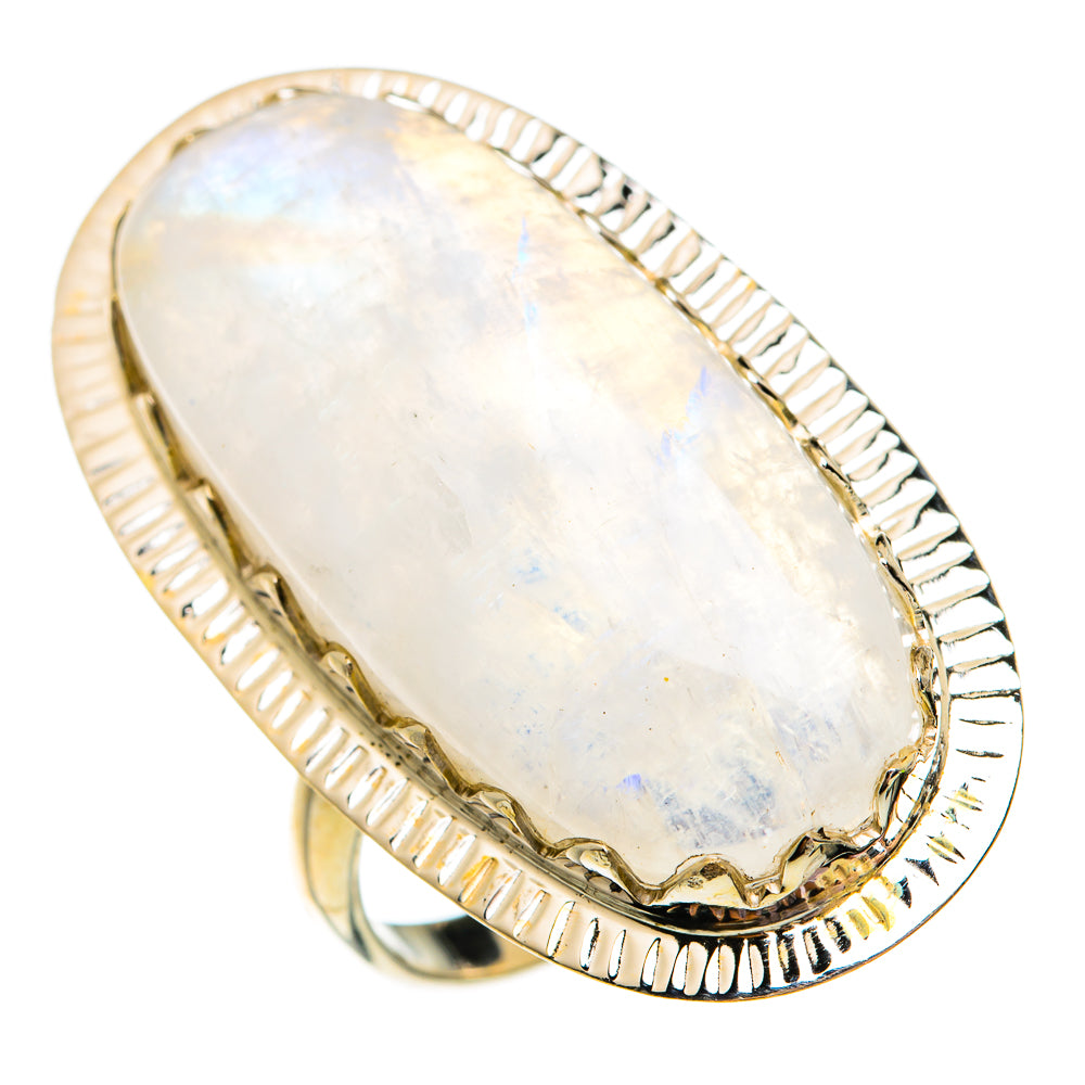 Rainbow Moonstone Rings handcrafted by Anasilvercos - RING74975