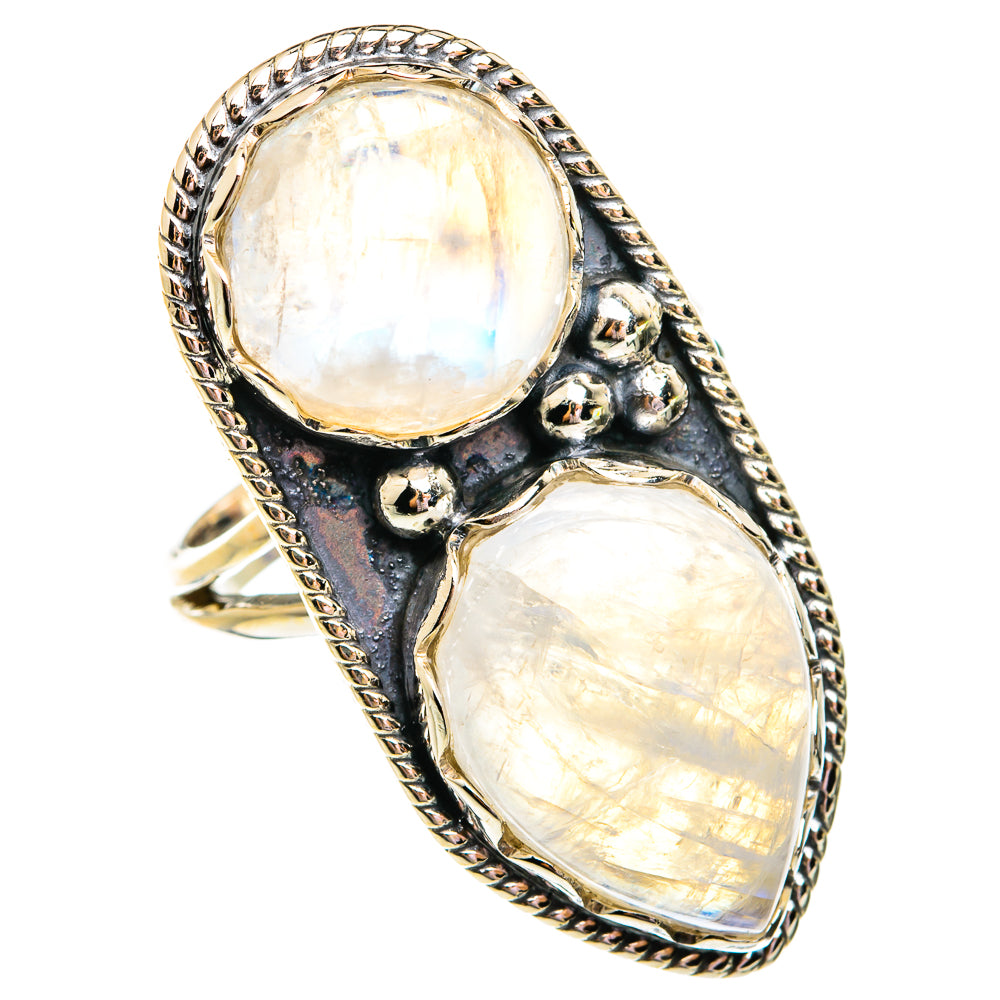Rainbow Moonstone Rings handcrafted by Anasilvercos - RING74977