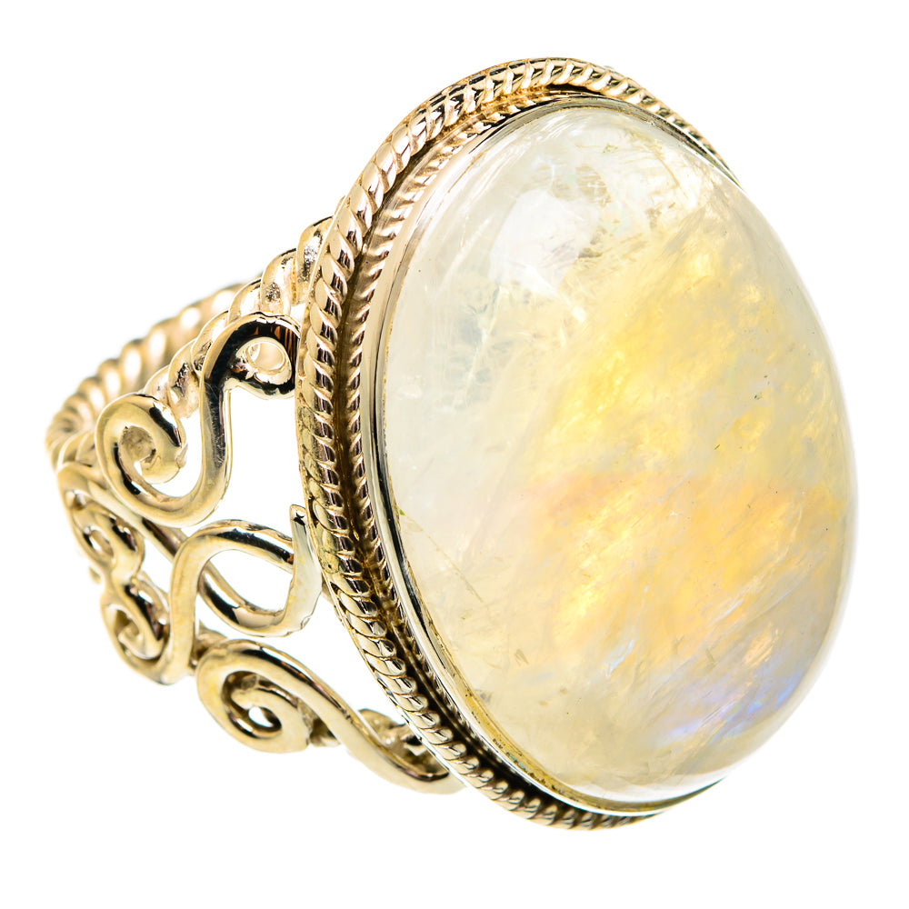 Rainbow Moonstone Rings handcrafted by Anasilvercos - RING74980