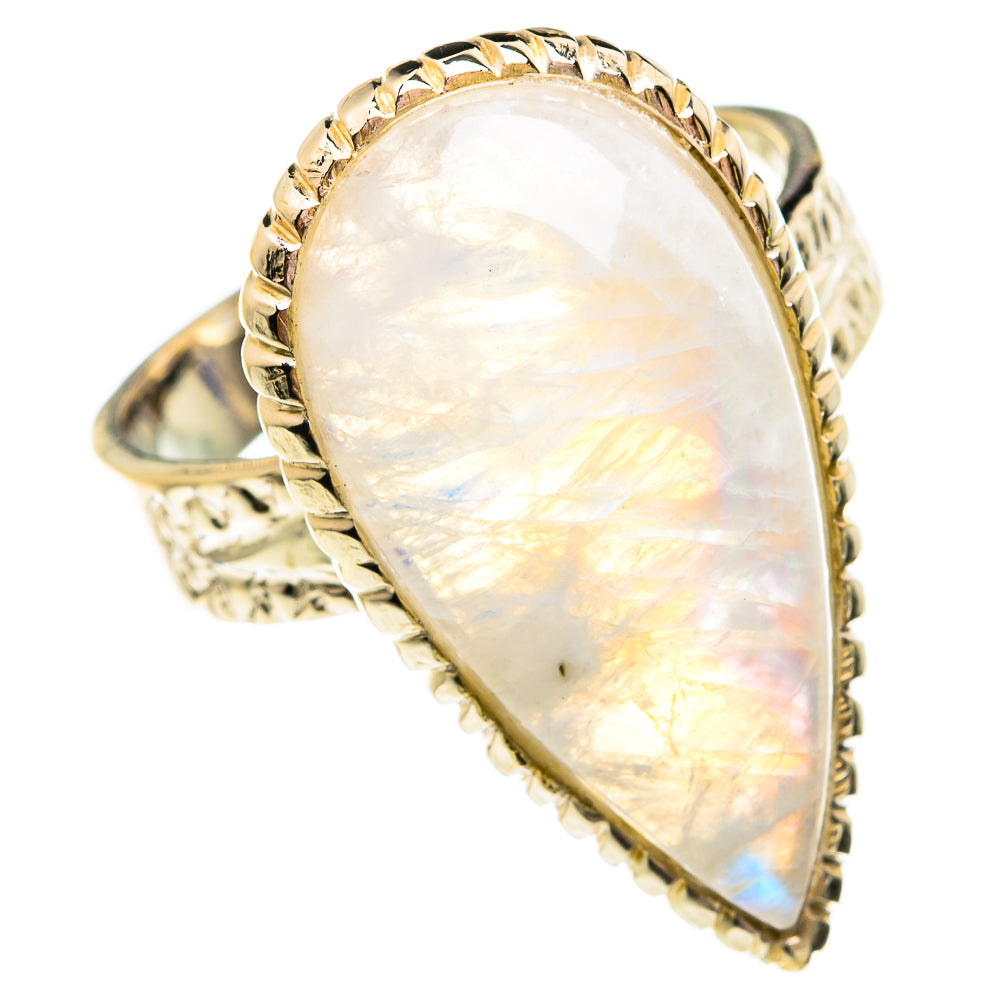 Rainbow Moonstone Rings handcrafted by Anasilvercos - RING75005