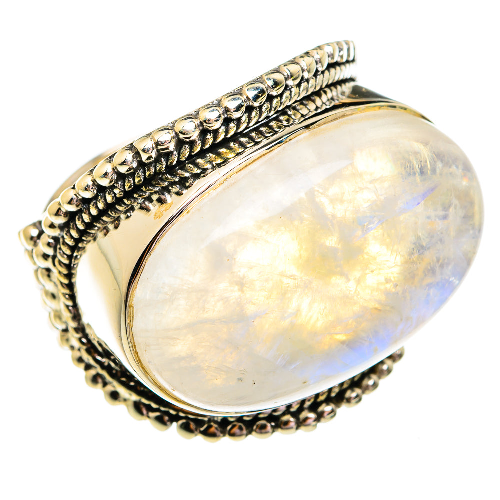 Rainbow Moonstone Rings handcrafted by Anasilvercos - RING75007
