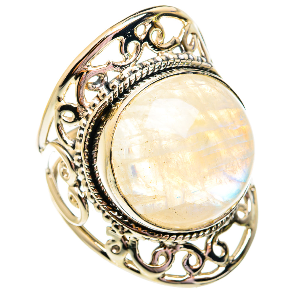 Rainbow Moonstone Rings handcrafted by Anasilvercos - RING75009