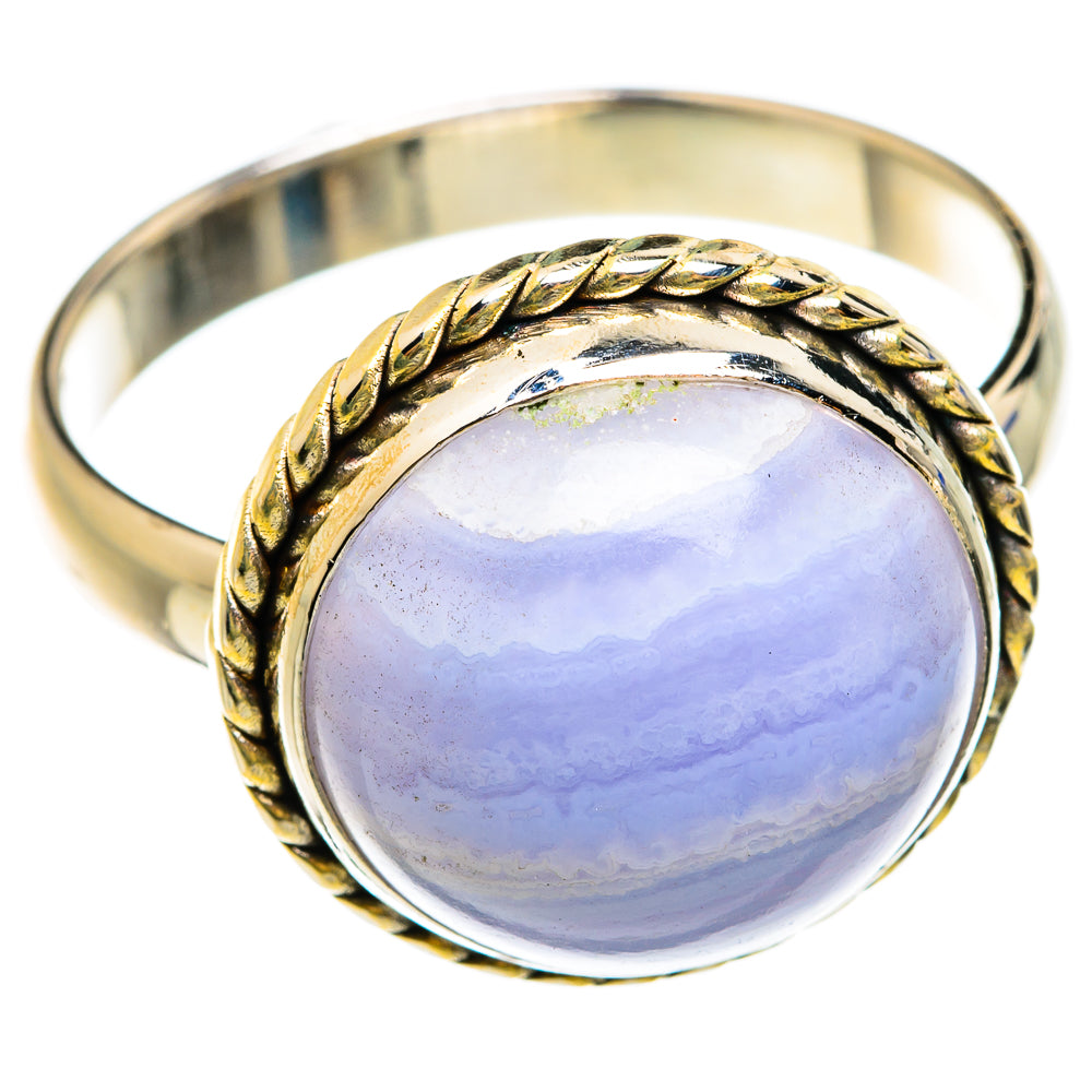 Blue Lace Agate Rings handcrafted by Anasilvercos - RING75104