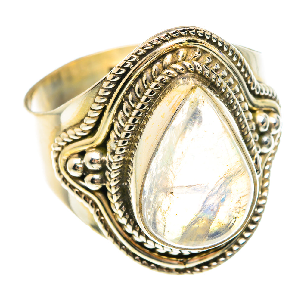 Rainbow Moonstone Rings handcrafted by Anasilvercos - RING75133