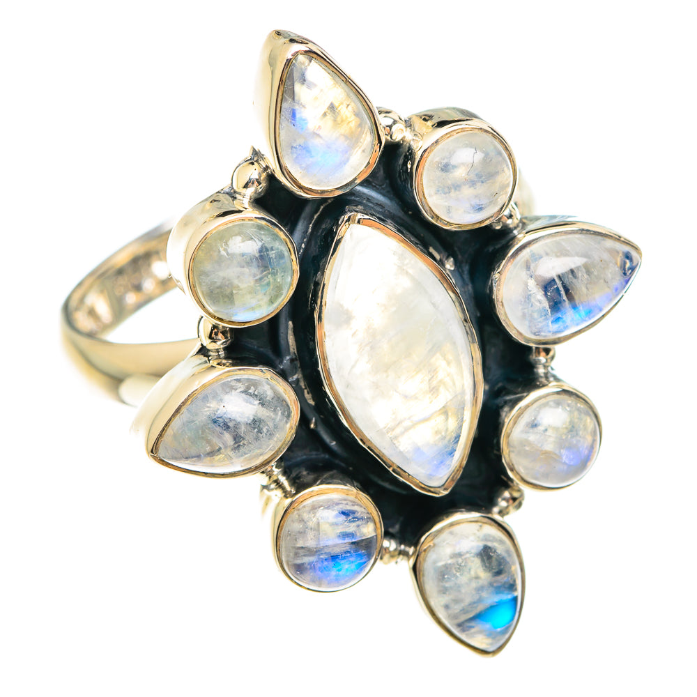 Rainbow Moonstone Rings handcrafted by Anasilvercos - RING75161