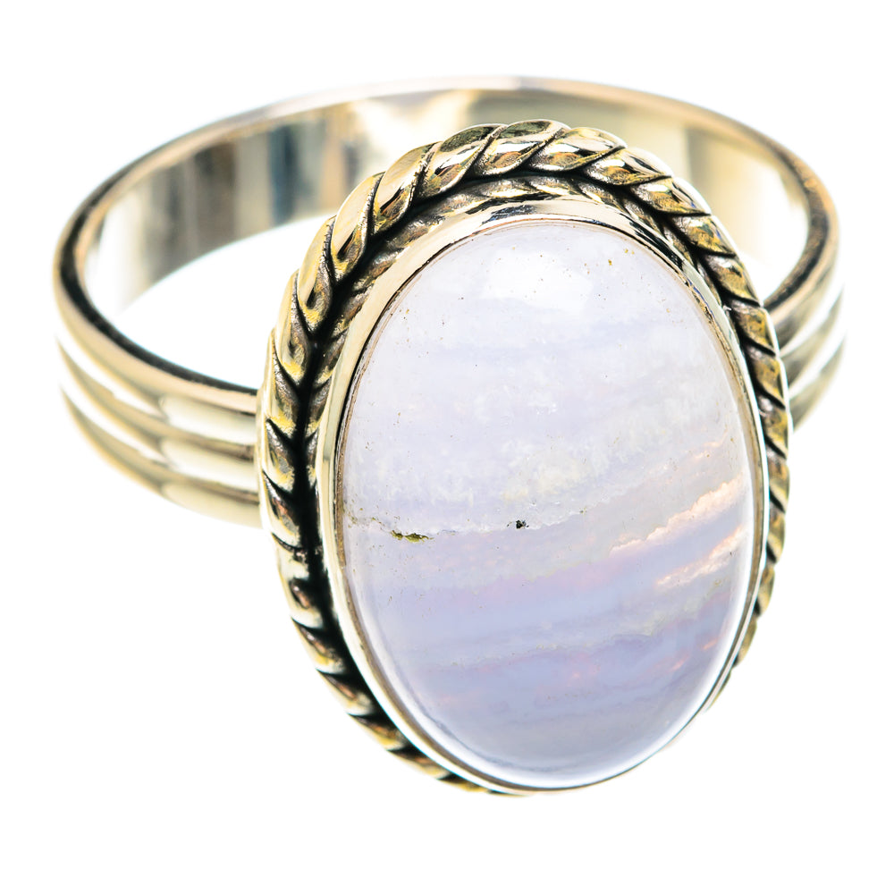 Blue Lace Agate Rings handcrafted by Anasilvercos - RING75163