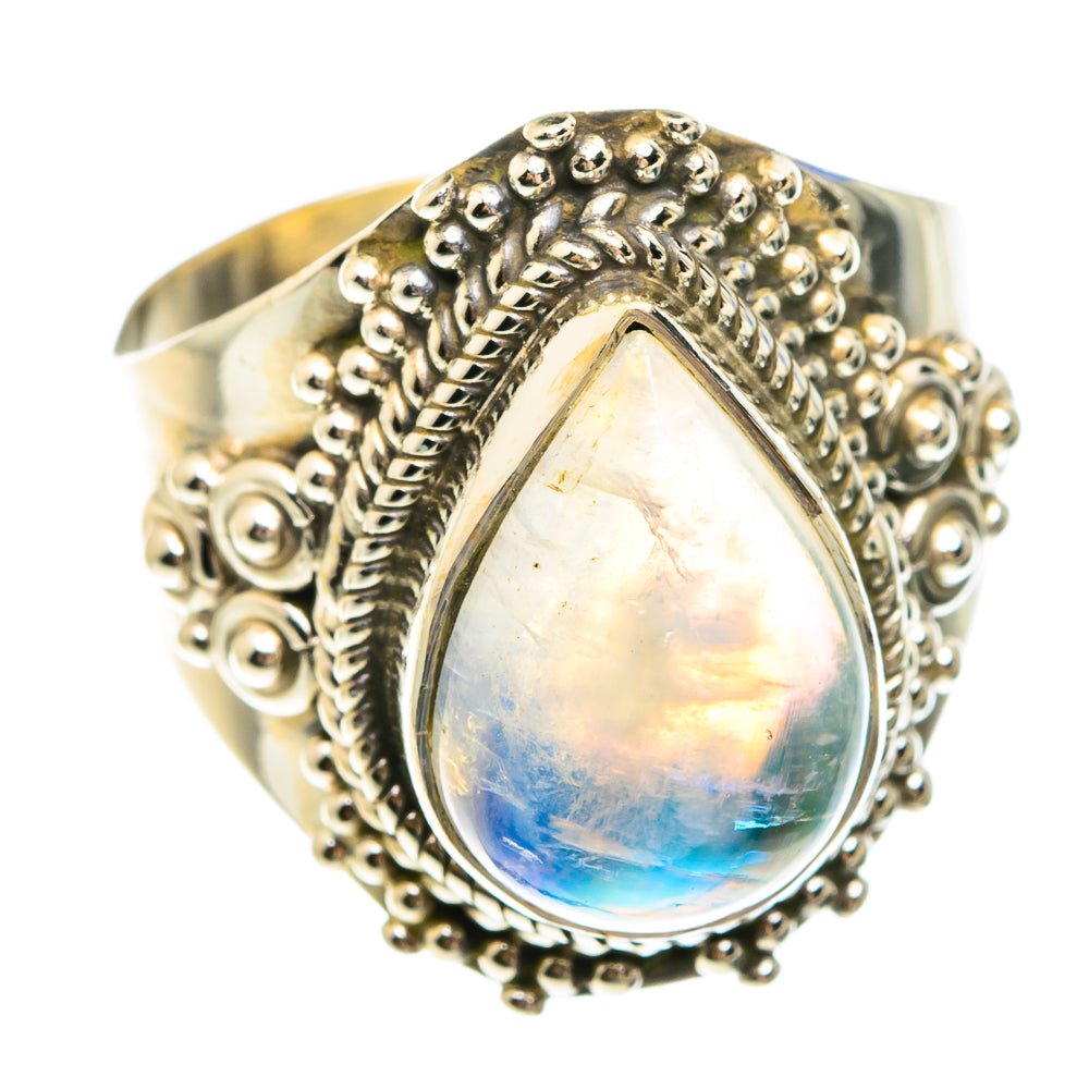 Rainbow Moonstone Rings handcrafted by Anasilvercos - RING75189