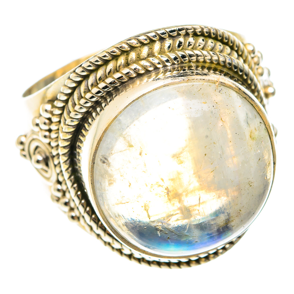 Rainbow Moonstone Rings handcrafted by Anasilvercos - RING75216