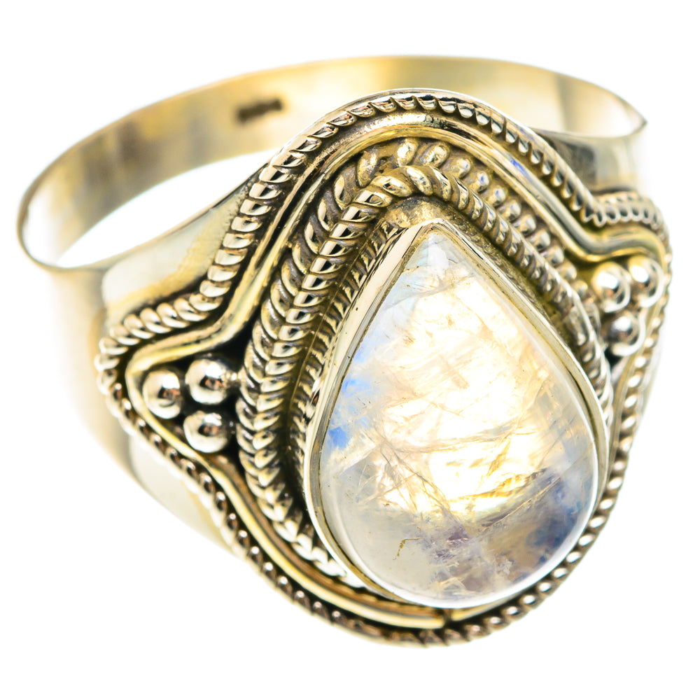 Rainbow Moonstone Rings handcrafted by Anasilvercos - RING75217